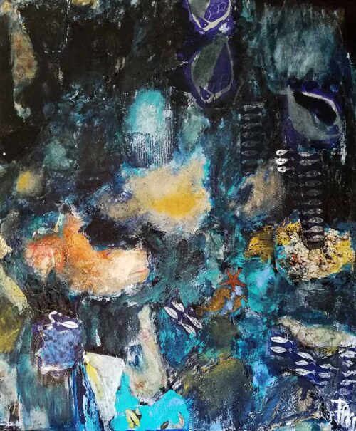 Toile grand format "Aquarium" signée Corinne Pagès
