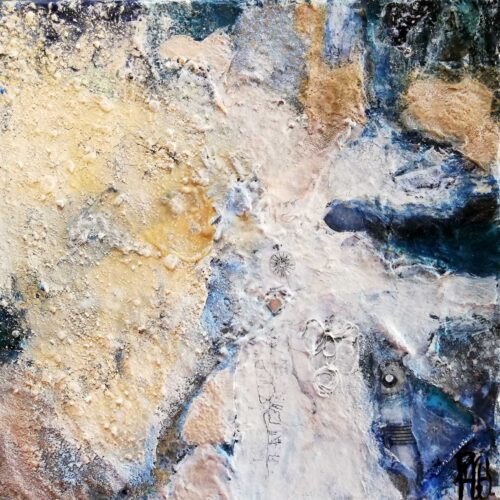 Tableau grand format intitulé "Banc de sable I" par Corinne Pagès