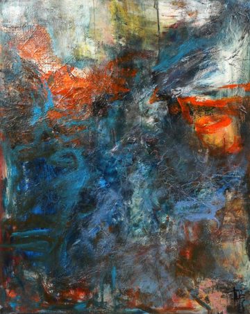 Tableau intitulé "Une Ville La Nuit" par Corinne Pagès