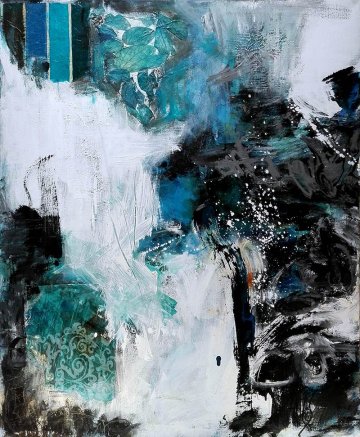 Tableau grand format intitulé "Cascade" par Corinne Pagès