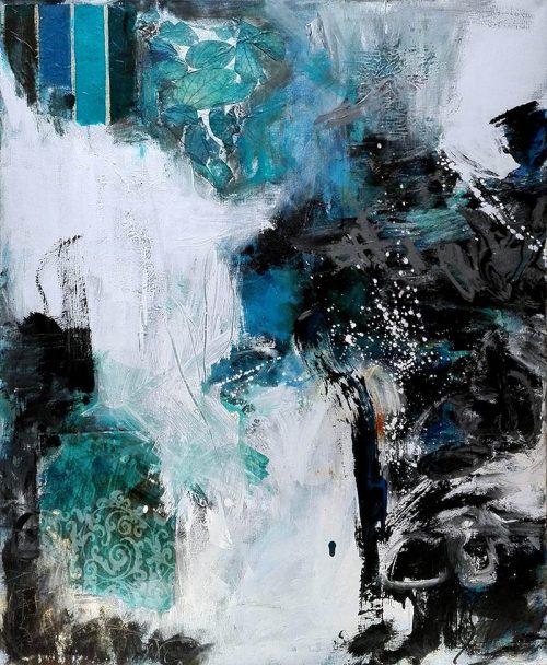 Tableau grand format intitulé "Cascade" par Corinne Pagès